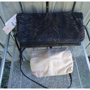 NWT Rebecca Minkoff Suede Tiger Ganache Crossbody Leather $198 Black